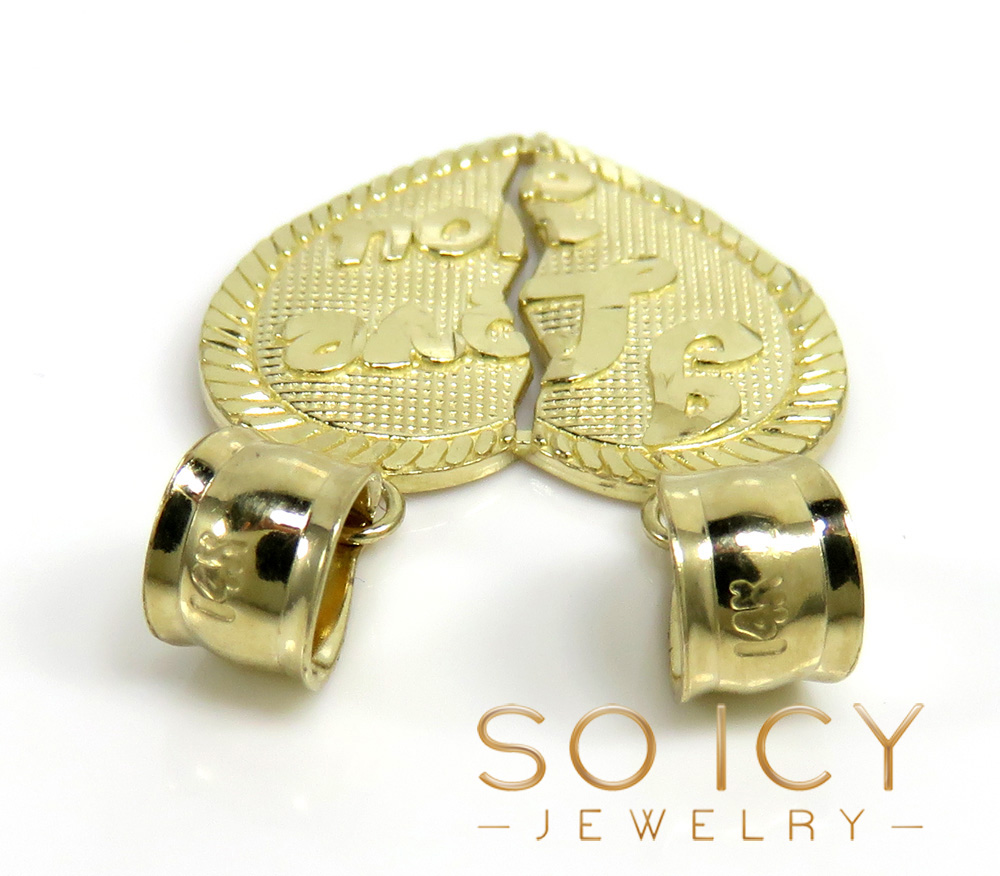 14k yellow gold 2 in 1 i love you heart pendants 