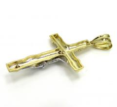 14k solid two tone medium bark wood finish jesus cross