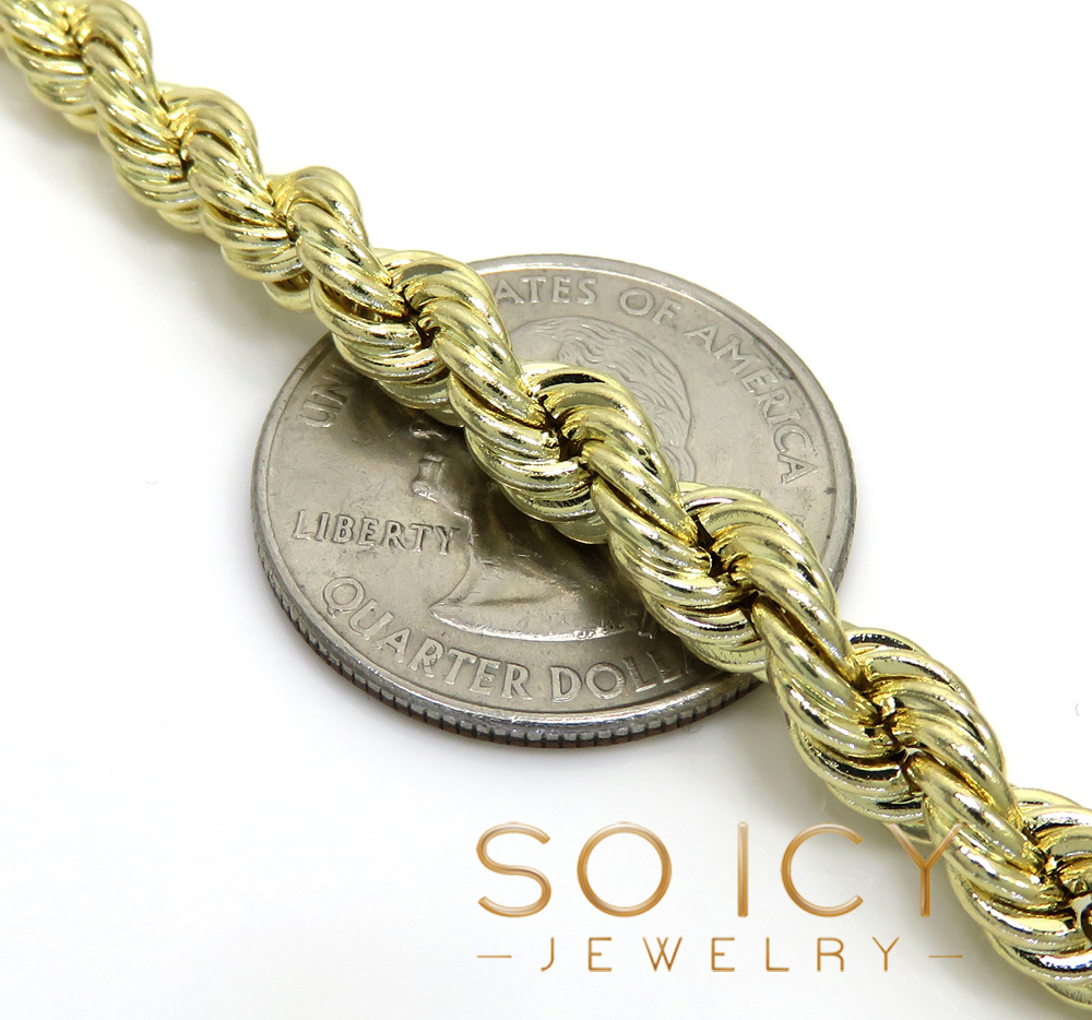 Buy 14k Yellow Gold Hollow Smooth Rope Chain 18-24 Inch 6mm Online