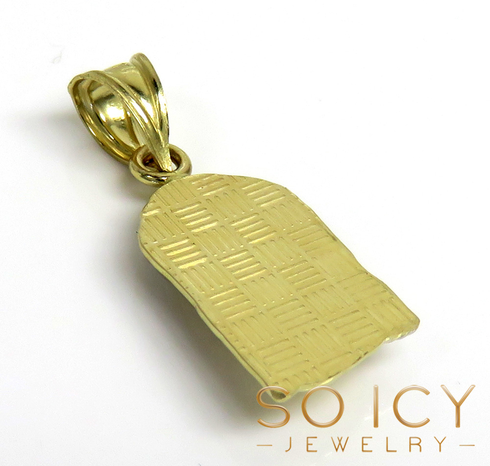 14k yellow gold mini size solid back jesus face pendant