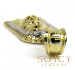 14k yellow gold mini size solid back jesus face pendant