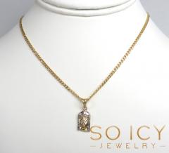 14k yellow gold mini size solid back jesus face pendant