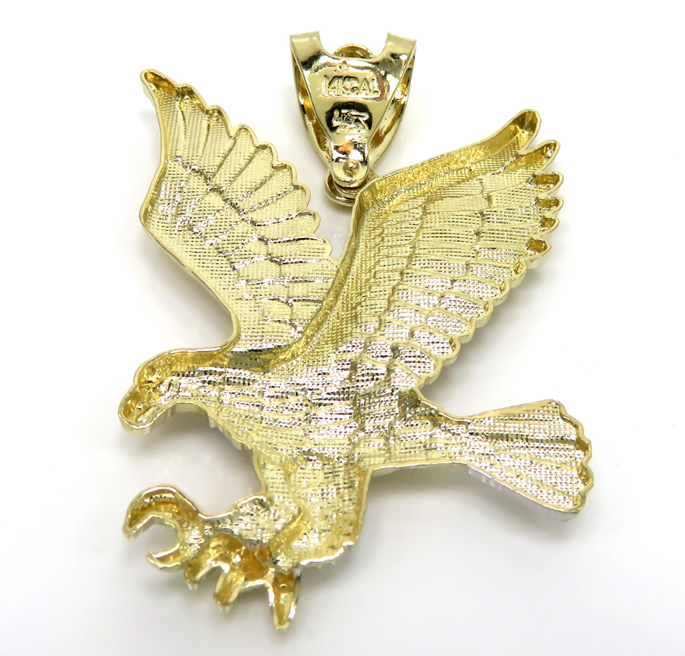 14k gold large diamond cut flying eagle pendant - Image 3
