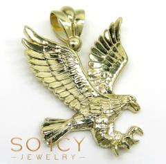 14k gold large diamond cut flying eagle pendant