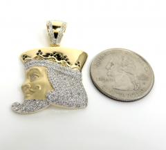 14k gold round black & white diamond king of clubs head pendant 0.90ct