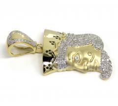 14k gold round black & white diamond king of clubs head pendant 0.90ct