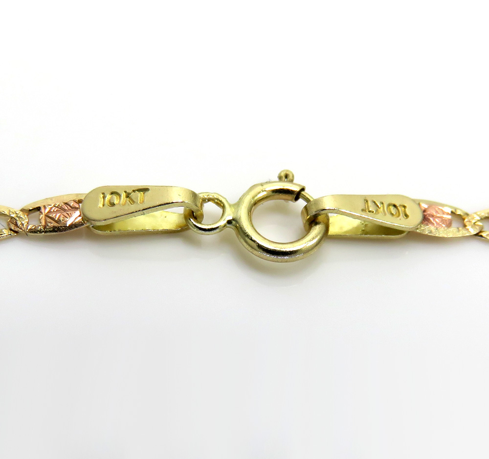 10k tri color gold solid diamond cut valentino chain 18-28 inch 2mm - Image 3