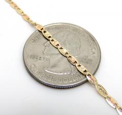 10k tri color gold solid diamond cut valentino chain 18-28 inch 2mm