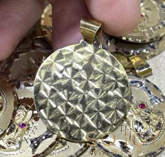 14k two tone gold small santa barbara ruby cz pendant 0.05ct