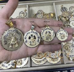 14k two tone gold small santa barbara ruby cz pendant 0.05ct