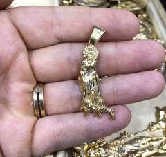 14k yellow gold medium cz saint lazarus of bethany pendant 0.40ct