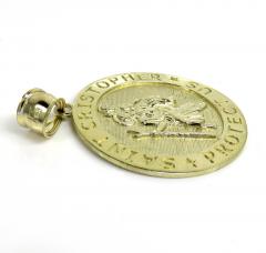 10k yellow gold large saint christopher protect us coin pendant 