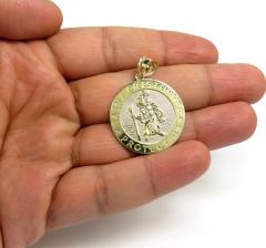 10k yellow gold large saint christopher protect us coin pendant