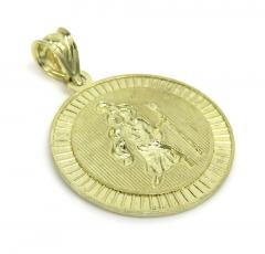 10k yellow gold small saint christopher protect us coin pendant 