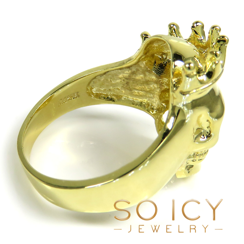 10k yellow gold crown skull ring - Image 4