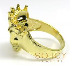 10k yellow gold crown skull ring 