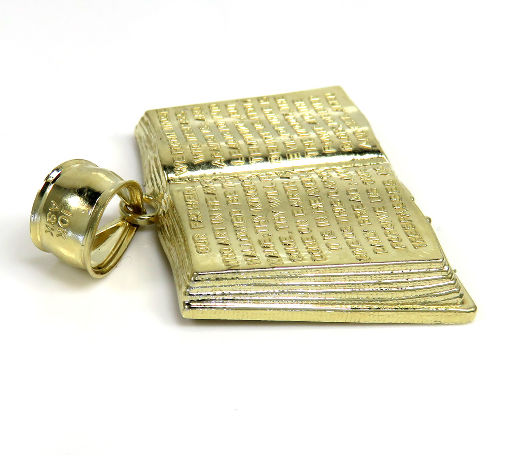 10k yellow gold large holy bible book pendant 