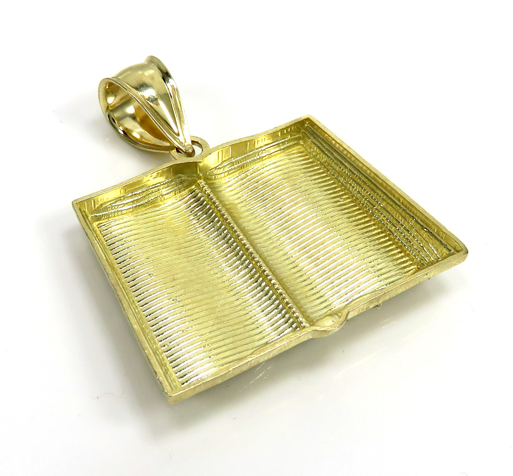 10k yellow gold large holy bible book pendant - Image 4