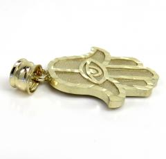 10k yellow gold diamond cut small hamsa pendant