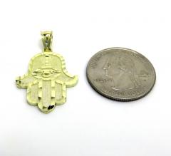 10k yellow gold diamond cut medium hamsa pendant