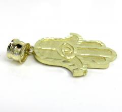 10k yellow gold diamond cut medium hamsa pendant 