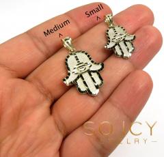 10k yellow gold diamond cut medium hamsa pendant