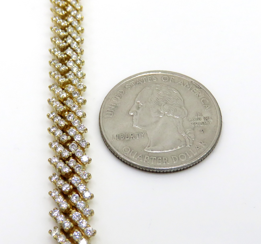 14k yellow white or rose gold diamond miami tight link chain 18-26