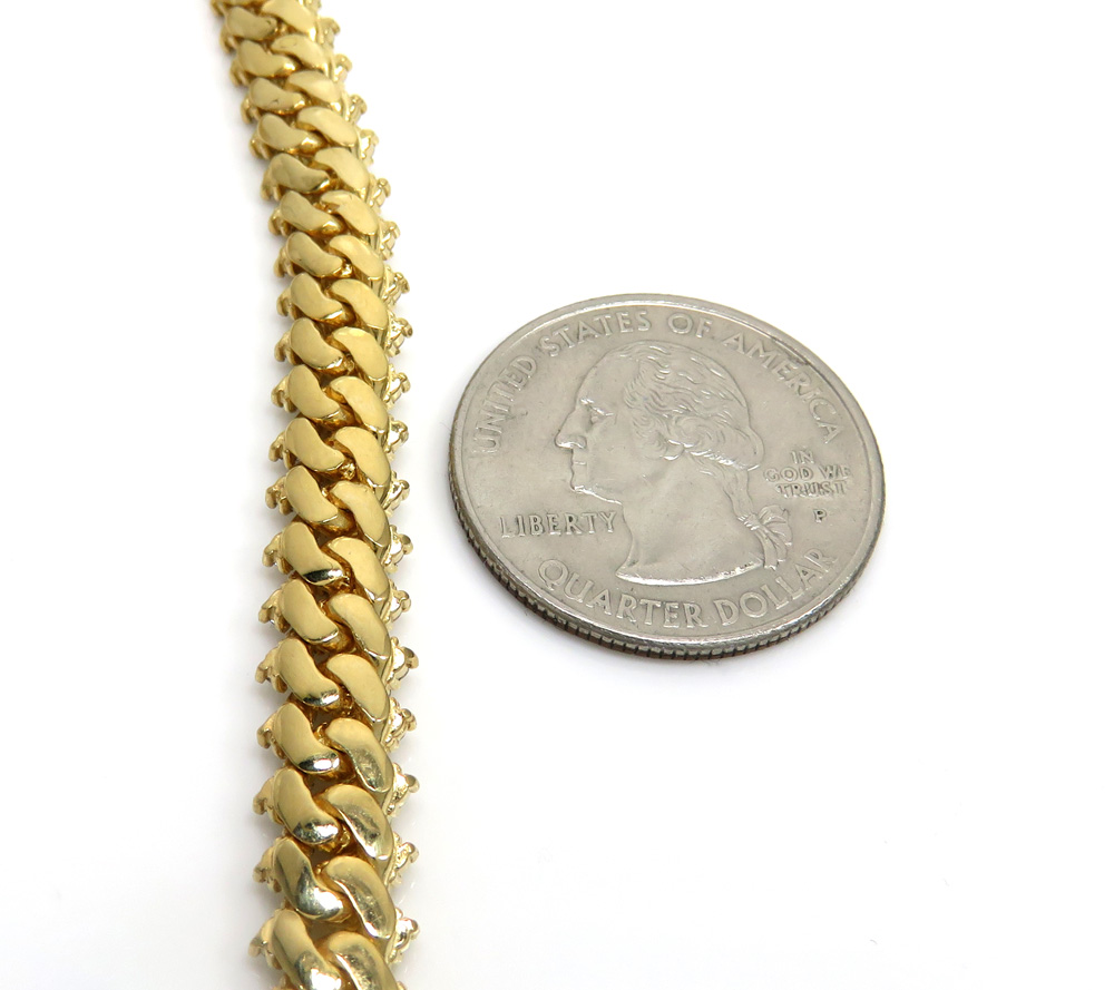 14k yellow white or rose gold diamond miami tight link chain 18-26