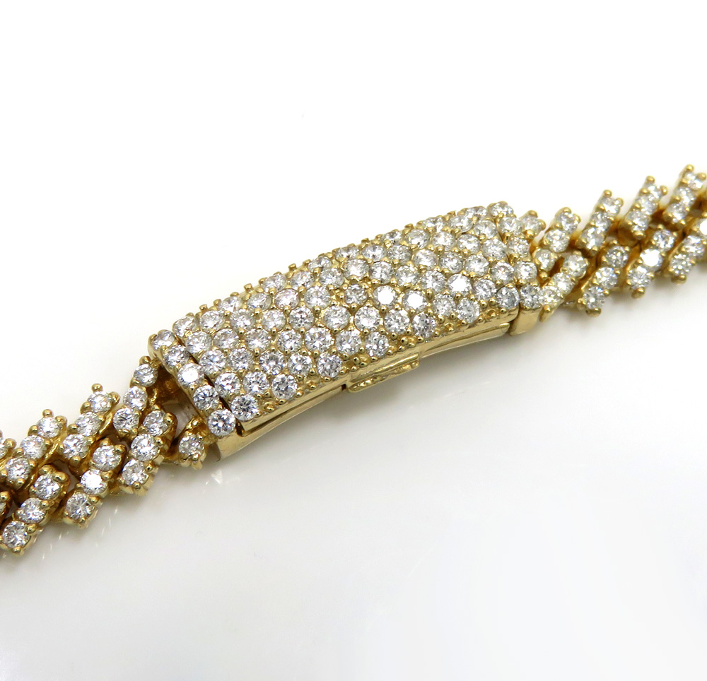 14k yellow white or rose gold diamond miami tight link chain 18-26