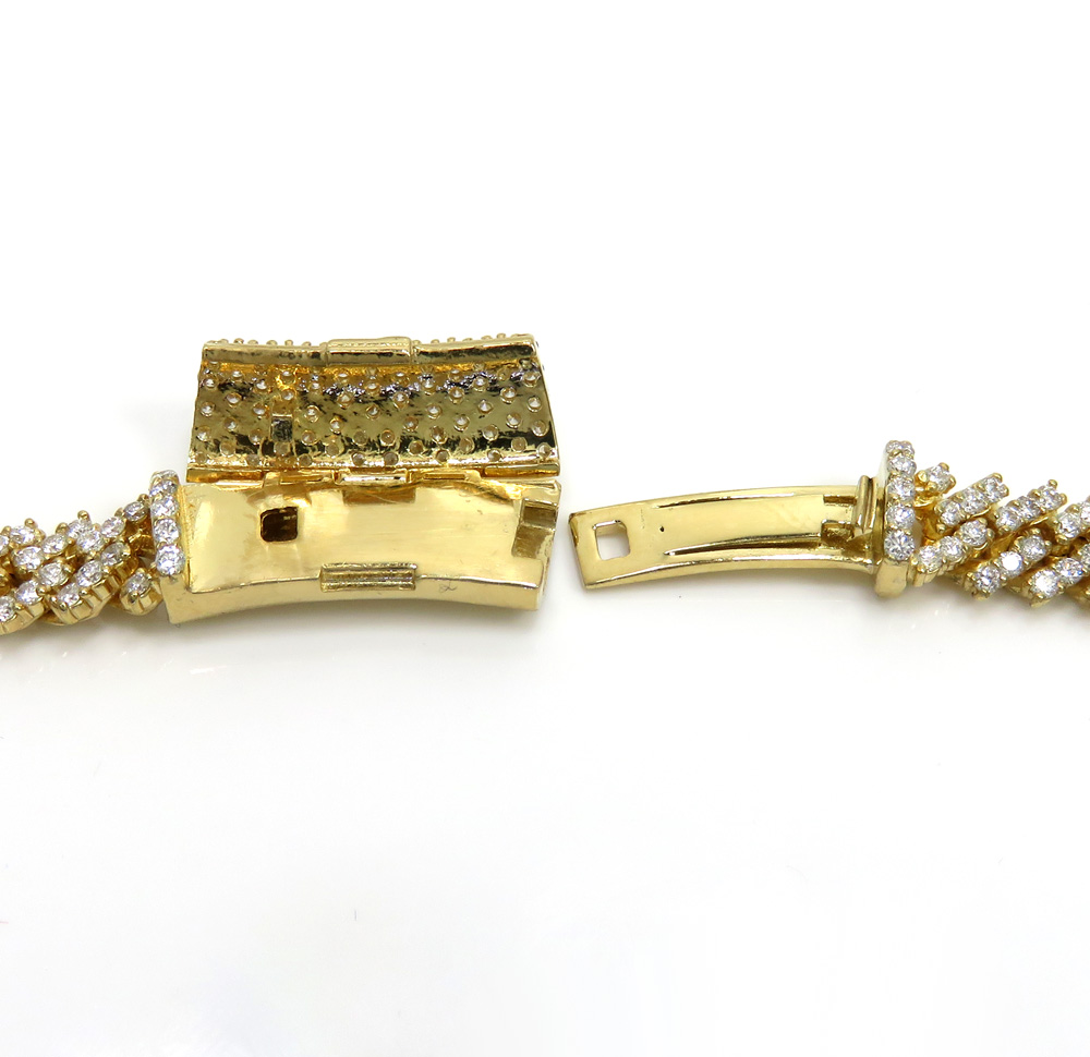 14k yellow white or rose gold diamond miami tight link chain 18-26