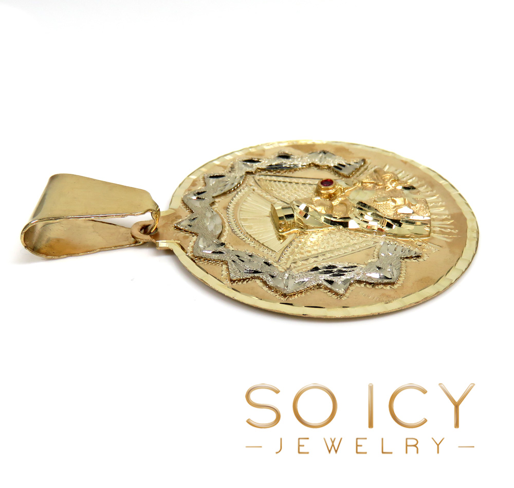 14k two tone gold xl santa barbara ruby cz pendant 0.05ct - Image 3