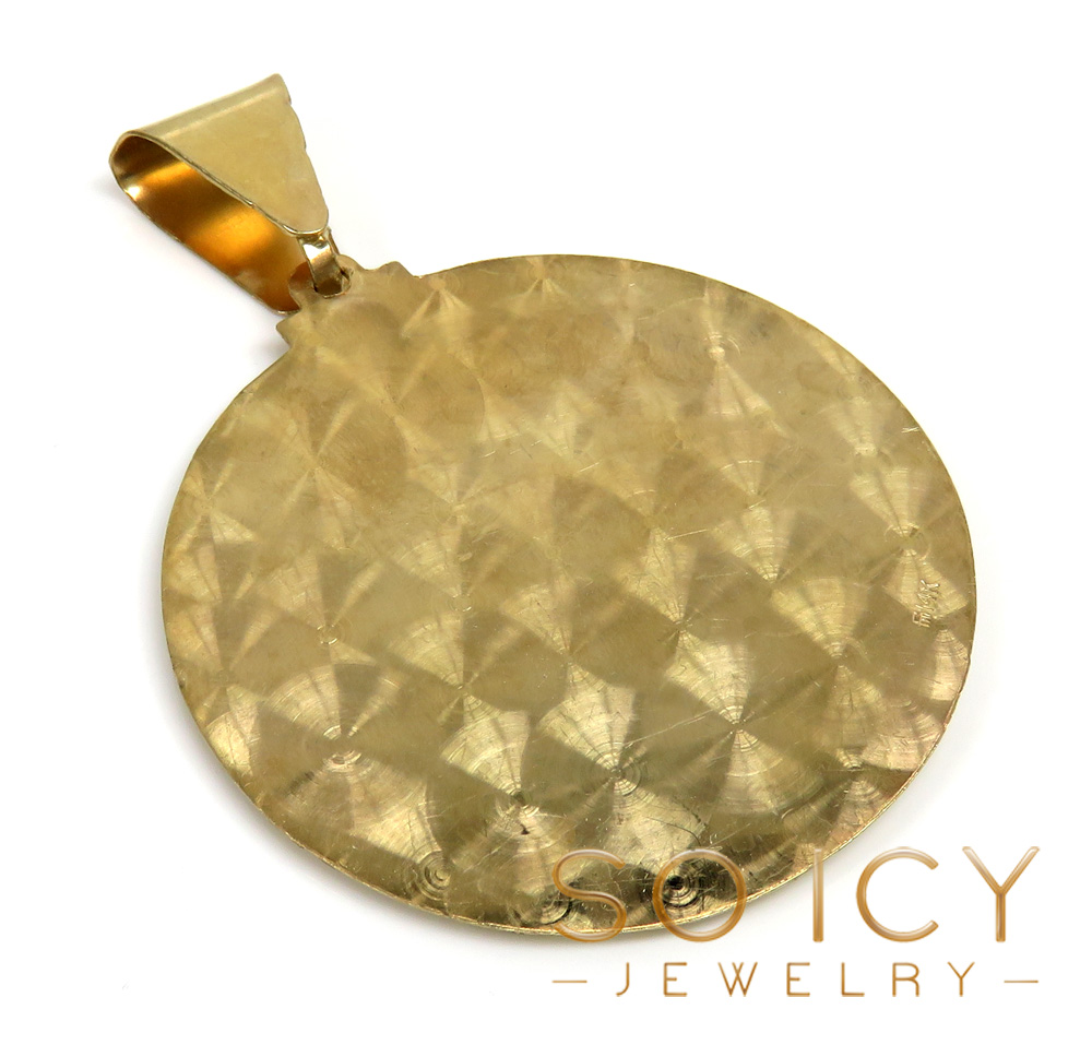 14k two tone gold xl santa barbara ruby cz pendant 0.05ct