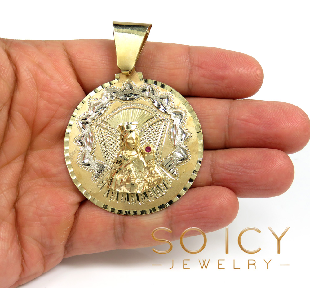 14k two tone gold xl santa barbara ruby cz pendant 0.05ct - Image 5
