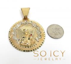 14k two tone gold xl santa barbara ruby cz pendant 0.05ct