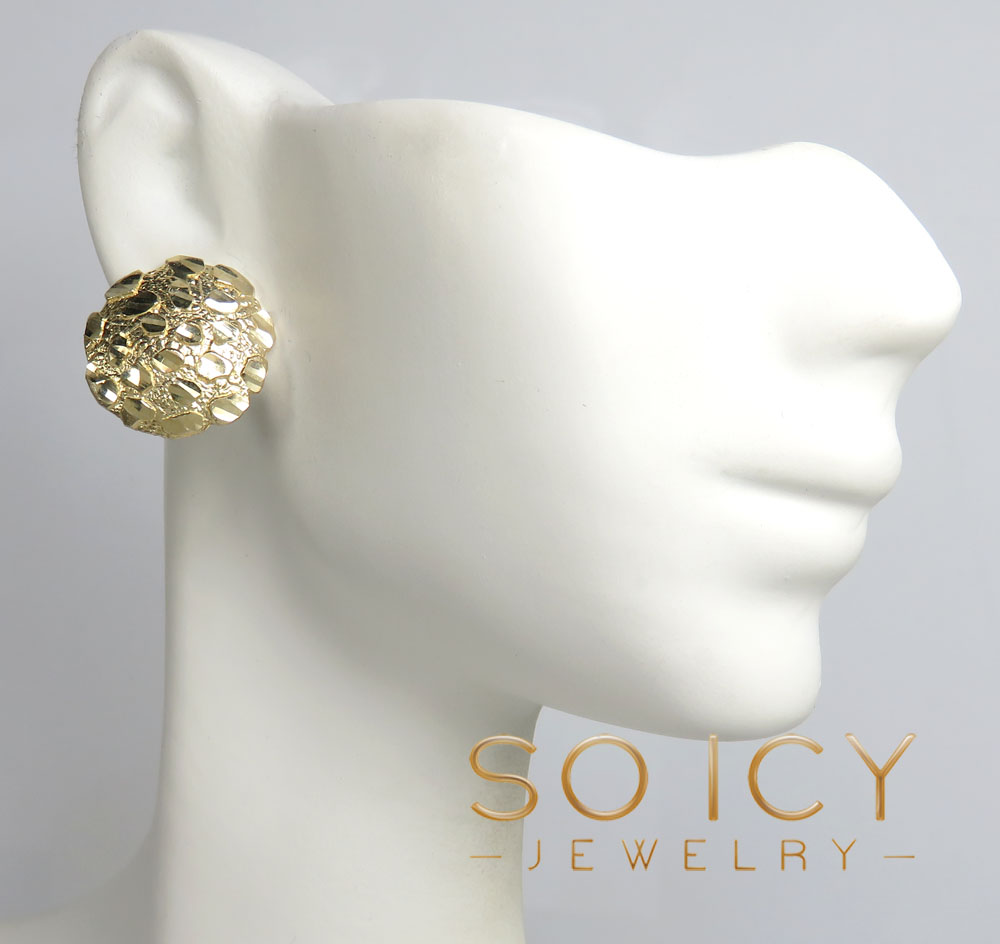 Gold nugget earrings round Clearance