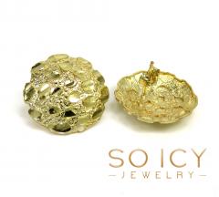 10k yellow gold xl round nugget earrings 