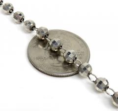 10k white gold diamond cut bead rosary chain 26 inch 5mm
