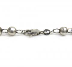 10k white gold diamond cut bead rosary chain 26 inch 5mm