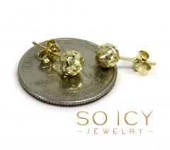 14k yellow gold diamond cut 6mm sphere earrings