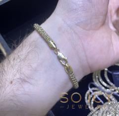 14k two tone gold diamond cut ice link bracelet 8.5