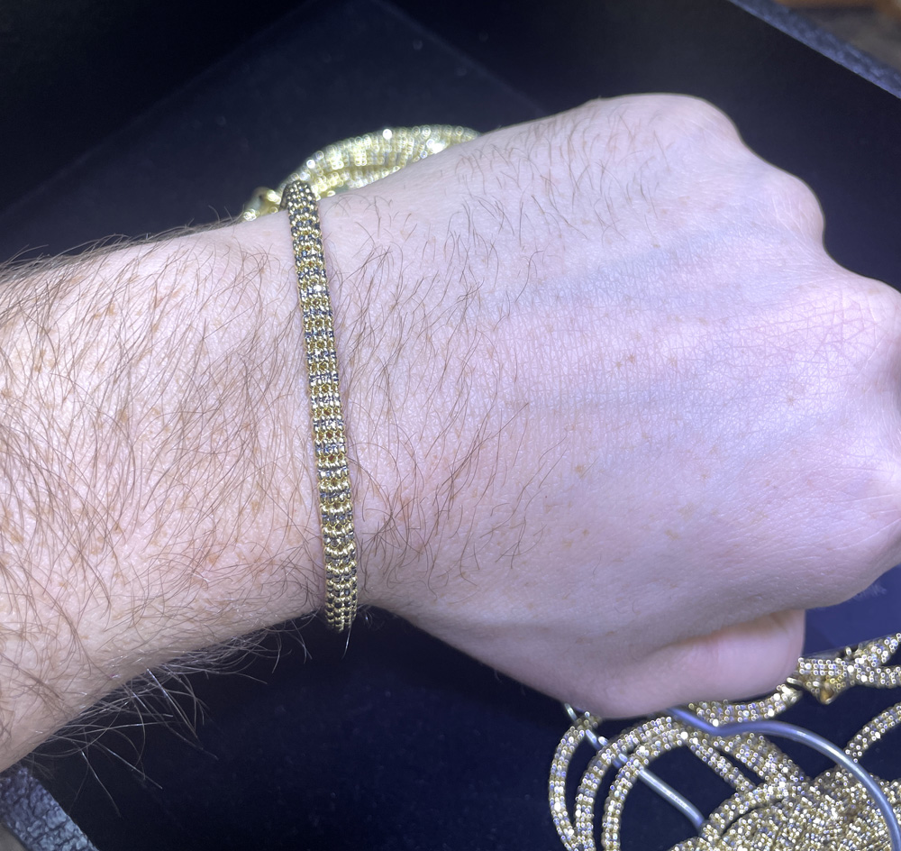 10k two tone gold diamond cut ice link bracelet 8.5