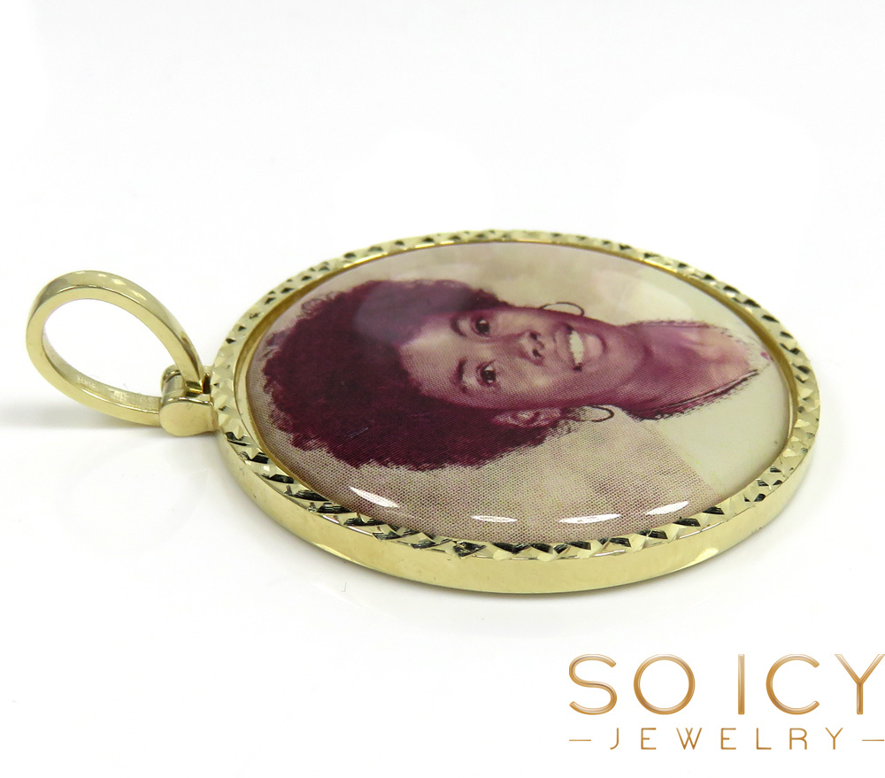 14k yellow, white, rose gold large double sided picture pendant 