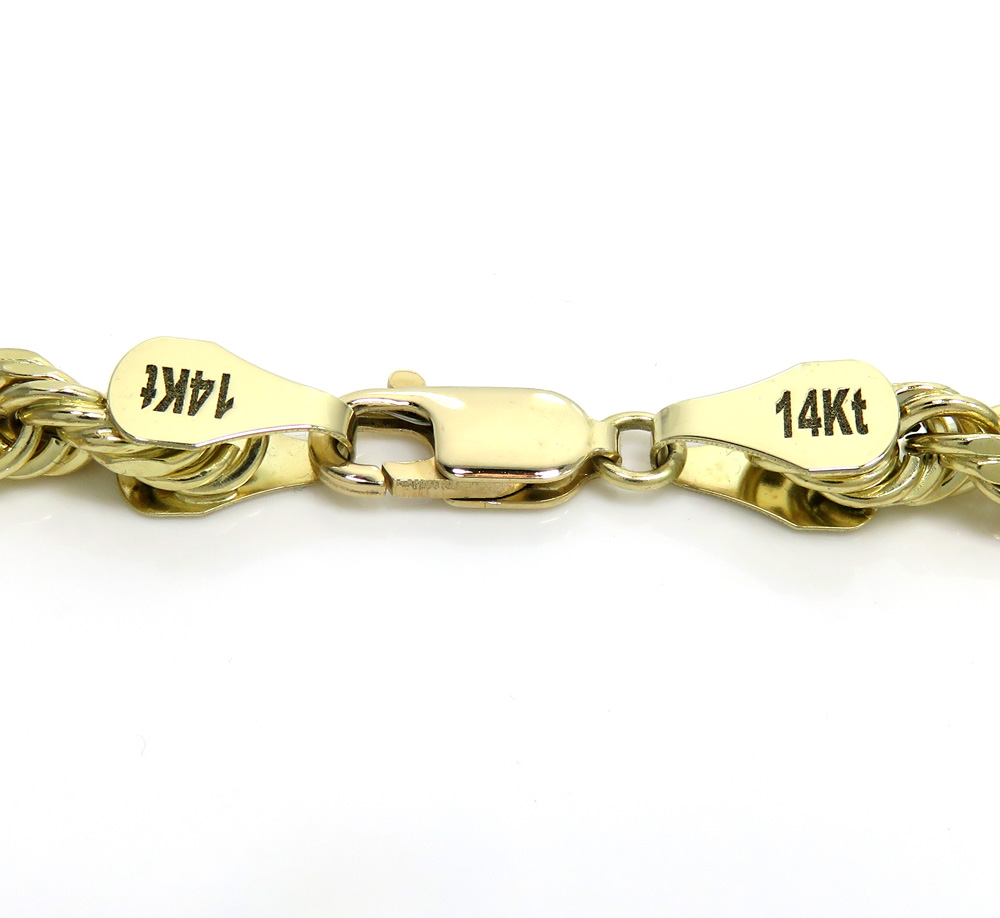 14k yellow gold hollow rope bracelet 8.50 inches 6.50mm