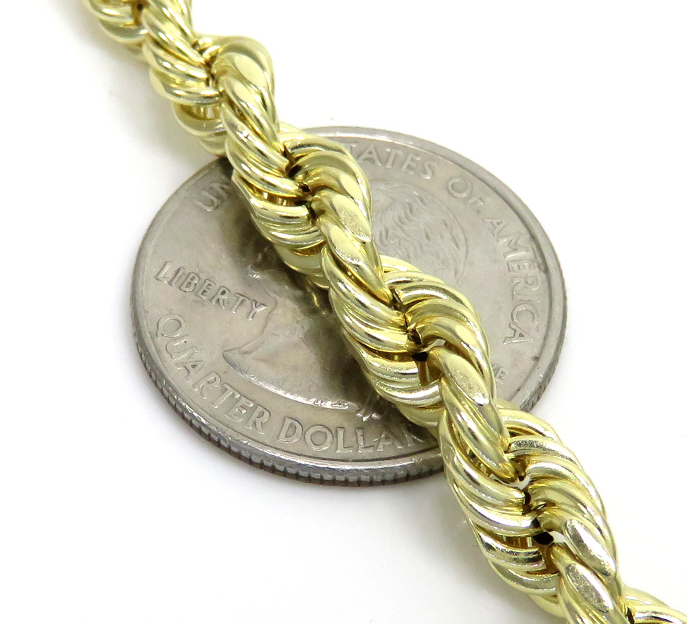 14k yellow gold hollow rope bracelet 8.50 inches 6.50mm