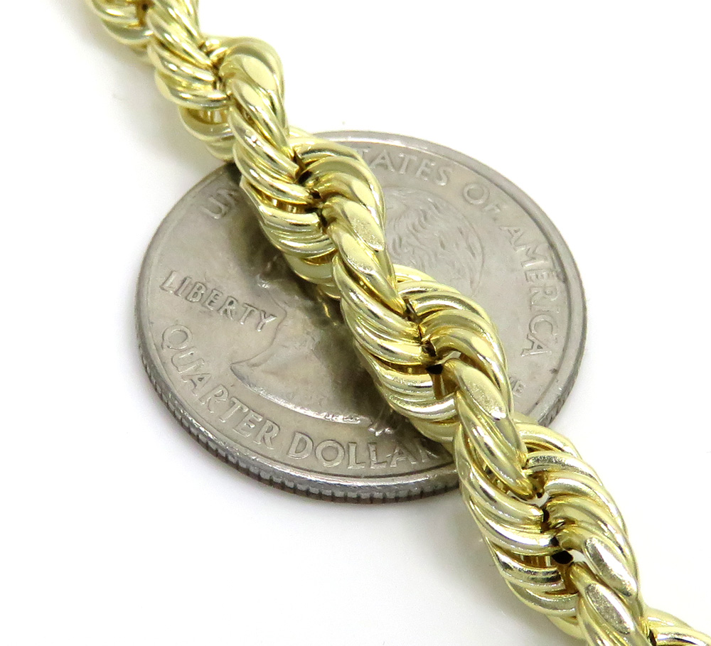 14k yellow gold hollow rope bracelet 8.50 inches 6.50mm - Image 4