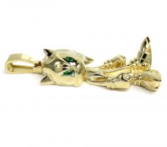 14k yellow gold sonic the hedgehog green eyes cz pendant 0.10ct