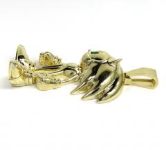 14k yellow gold sonic the hedgehog green eyes cz pendant 0.10ct