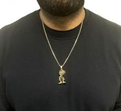 14k yellow gold sonic the hedgehog green eyes cz pendant 0.10ct