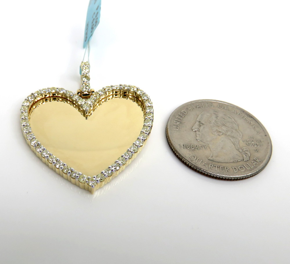 10k yellow gold diamond medium heart picture pendant 1.35ct - Image 2