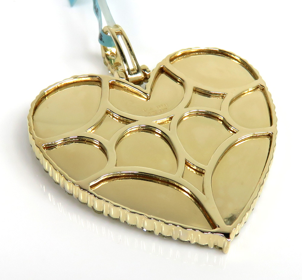 10k yellow gold diamond medium heart picture pendant 1.35ct